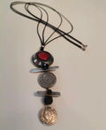 Radici – Boho Handmade Multi-Pendant Necklace with Coins and Red Stone